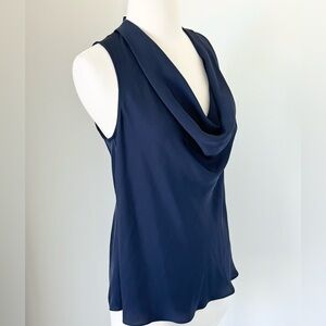 Theory ~ Silk Cowl Neck navy sleeveless top size Small